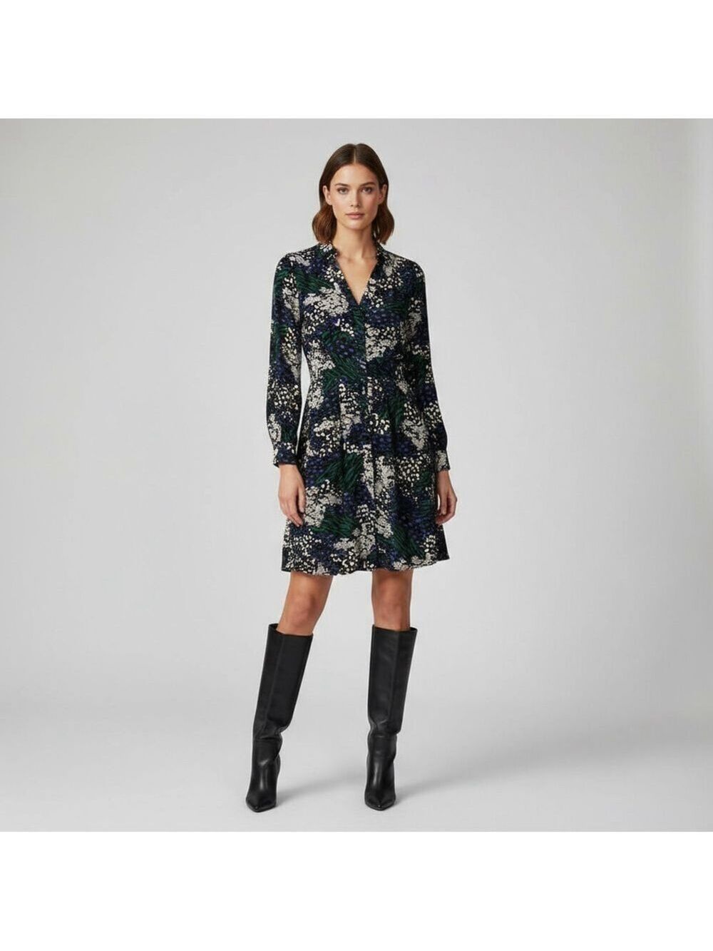 Veronica Beard Silk Blend Floral Dress Size 10 Lined Long Sleeve